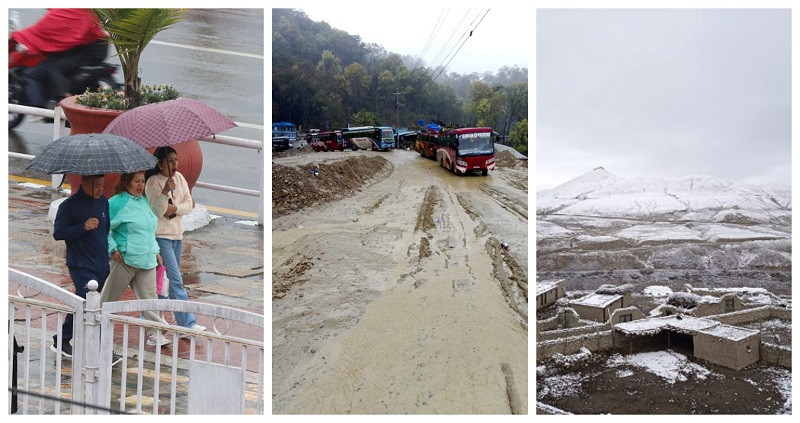 वर्षा र हिमपातले धेरैतिर सडकमा अवरोध, भोलिसम्म बुझेर मात्र यात्रा गर्न सुझाव