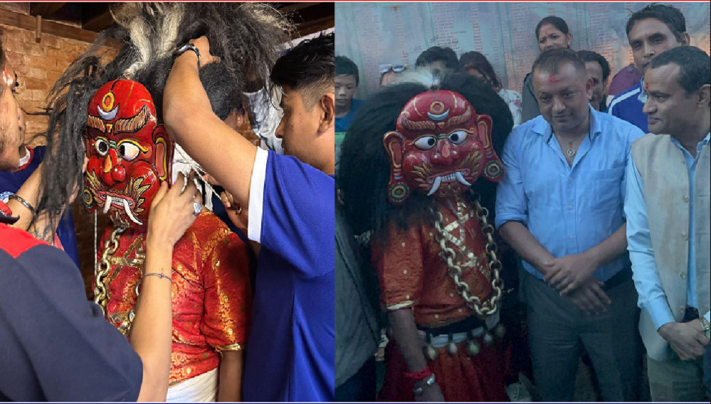 पानीमा रुझ्दै लाखे नाच हेर्न गगन थापा मैतीदेवी मन्दिर पुगे