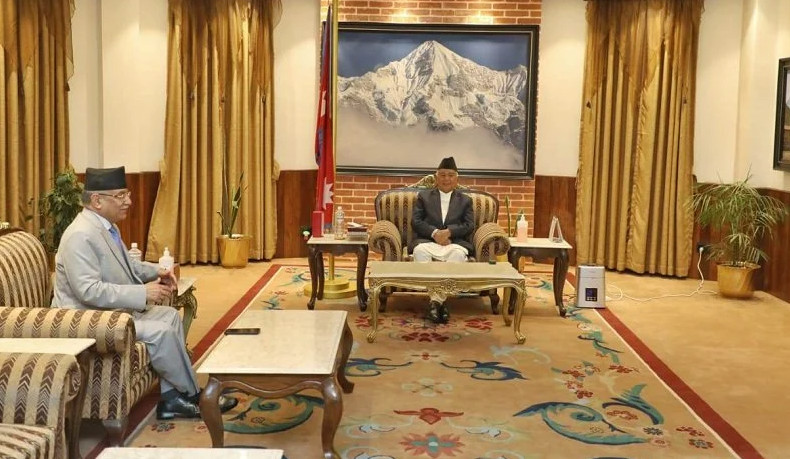 राष्ट्रपति र  प्रधानमन्त्री दाहालबीच भेटवार्ता