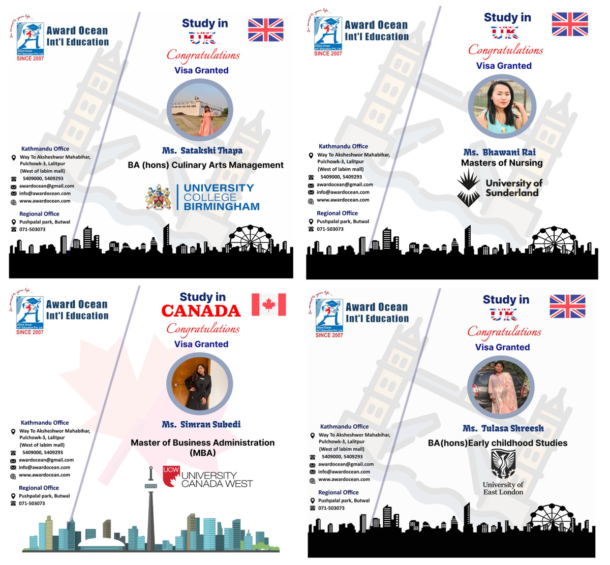 अवार्ड ओशियनद्धारा नौजना बिद्यार्थीलाई शैक्षिक भिसा दिलाउन सफल