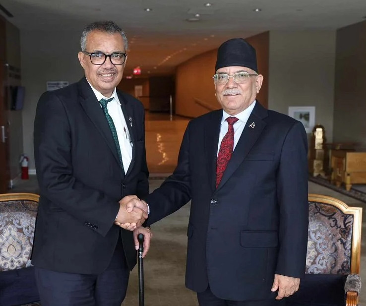 प्रधानमन्त्री प्रचण्ड र डब्लुएचओका महानिर्देशकबीच भेटवार्ता