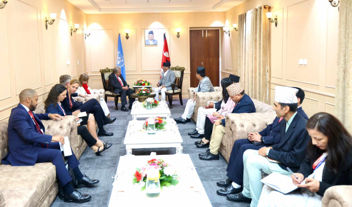 प्रधानमन्त्री प्रचण्ड र संयुक्त राष्ट्रसंघका महासचिव गुटेरेसबीच भेटवार्ता