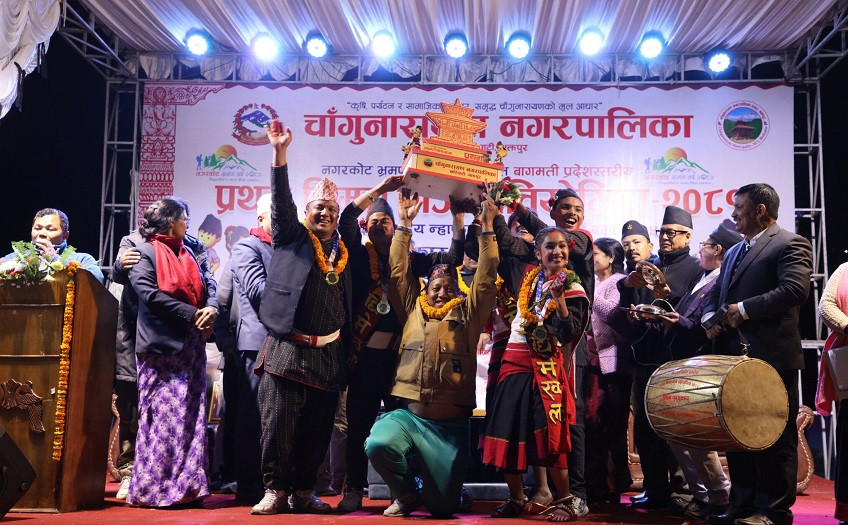 चाँगुनारायण नगरपालिकाको बाग्मती प्रदेशस्तरीय धिमे बाजा प्रतियोगिताको उपाधि ताथली धिमे खलले जित्यो