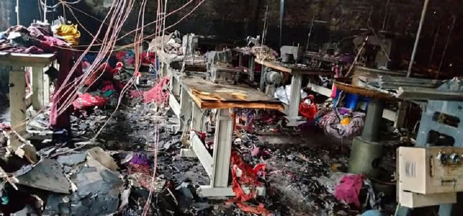 गार्मेन्ट उद्योगमा भीषण आगलागी, उद्योग पूर्णरूपमा नष्ट
