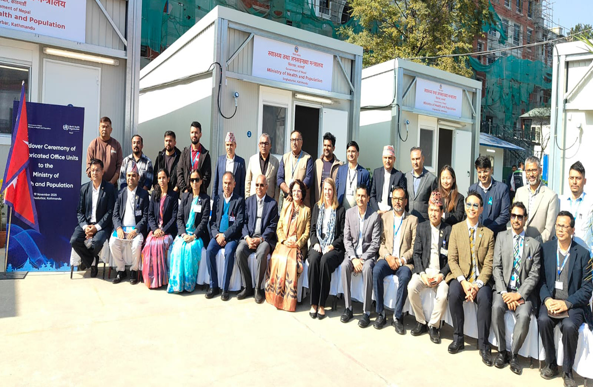 सिंहदरबार बनेको स्वास्थ्य मन्त्रालयको प्रिफ्याब भवन हस्तान्तरण, एक दुई दिनबाट सेवा सुरु