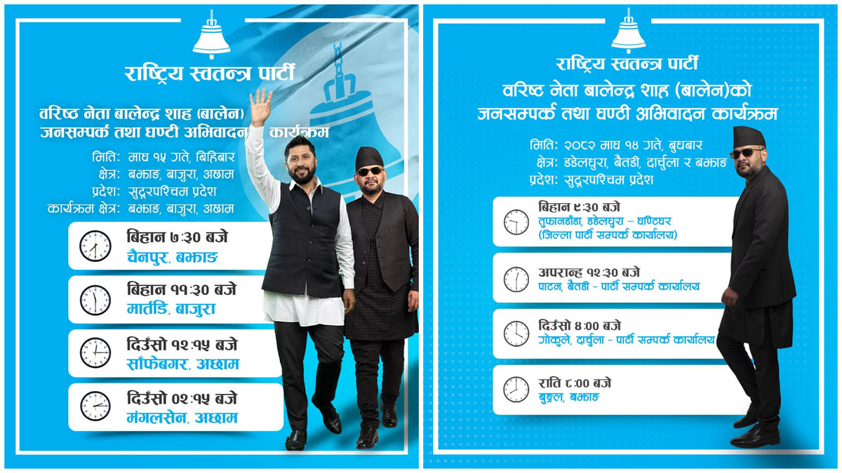बालेनको देश दौडाहा : रास्वपाले राख्यो रविको पनि फोटो